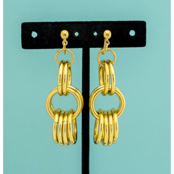 Vintage Long Chain Hoop Earrings by Avon E23 - Picture 2 of 4